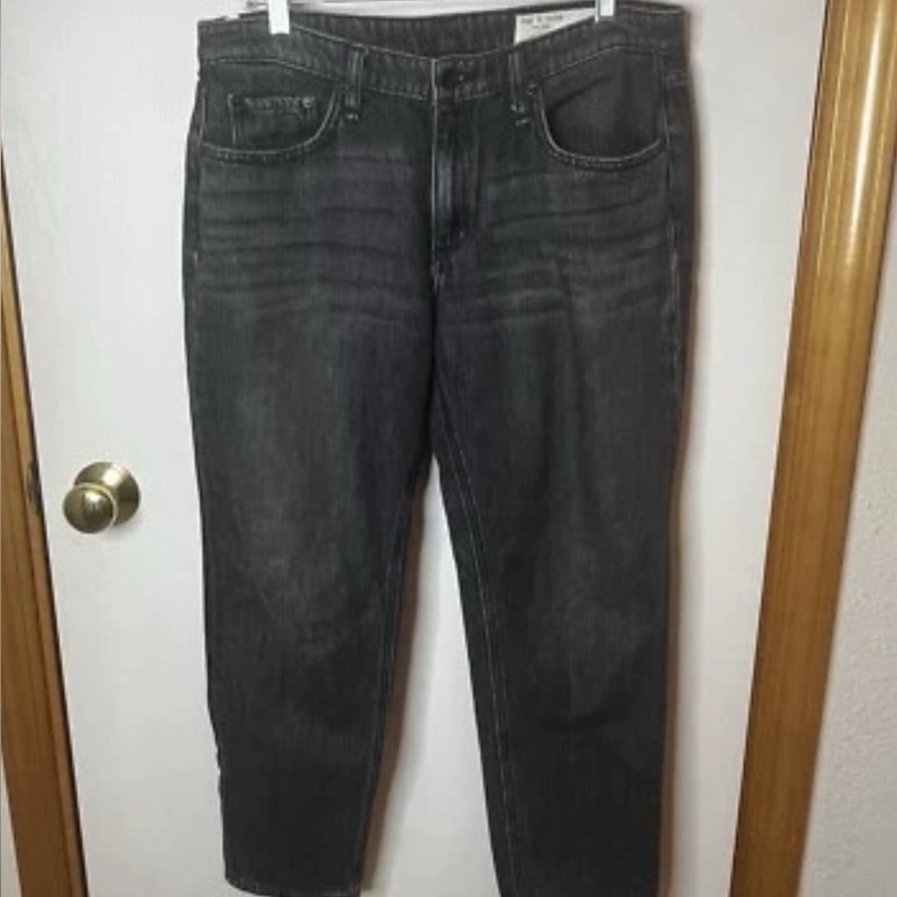 Rag And Bone Dre Low Rise Boyfriend Denim Jeans Women 30 Black Straight - Picture 1 of 8